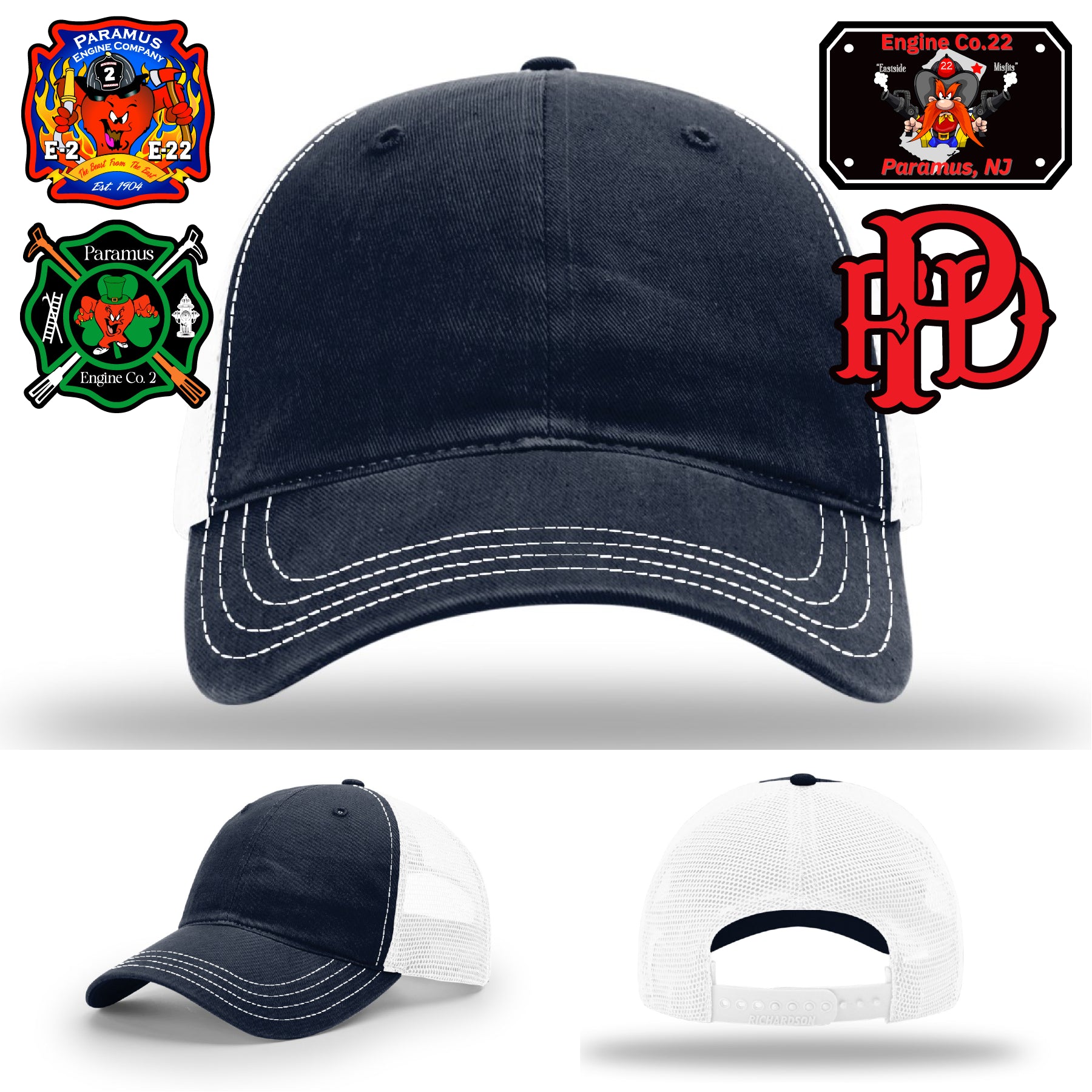 Engine Co. 2 firefighter hat with Paramus leather patch
