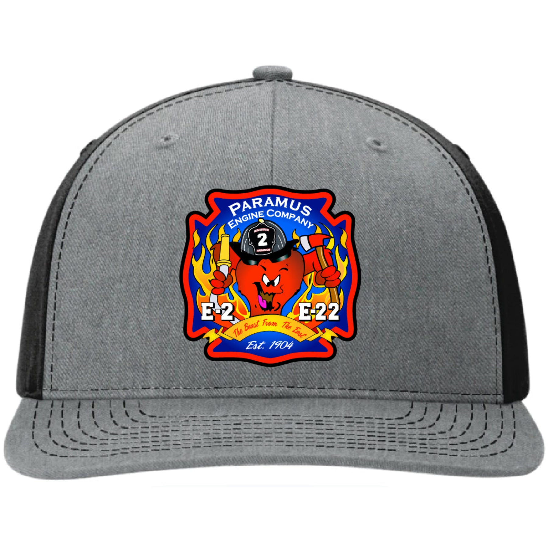 Paramus firefighter hat with Beast from the East leather patch