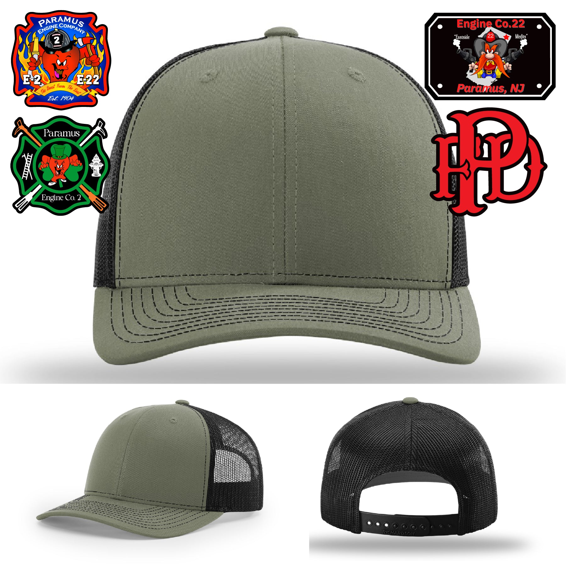 Detailed leather patch firefighter hat for Paramus FD