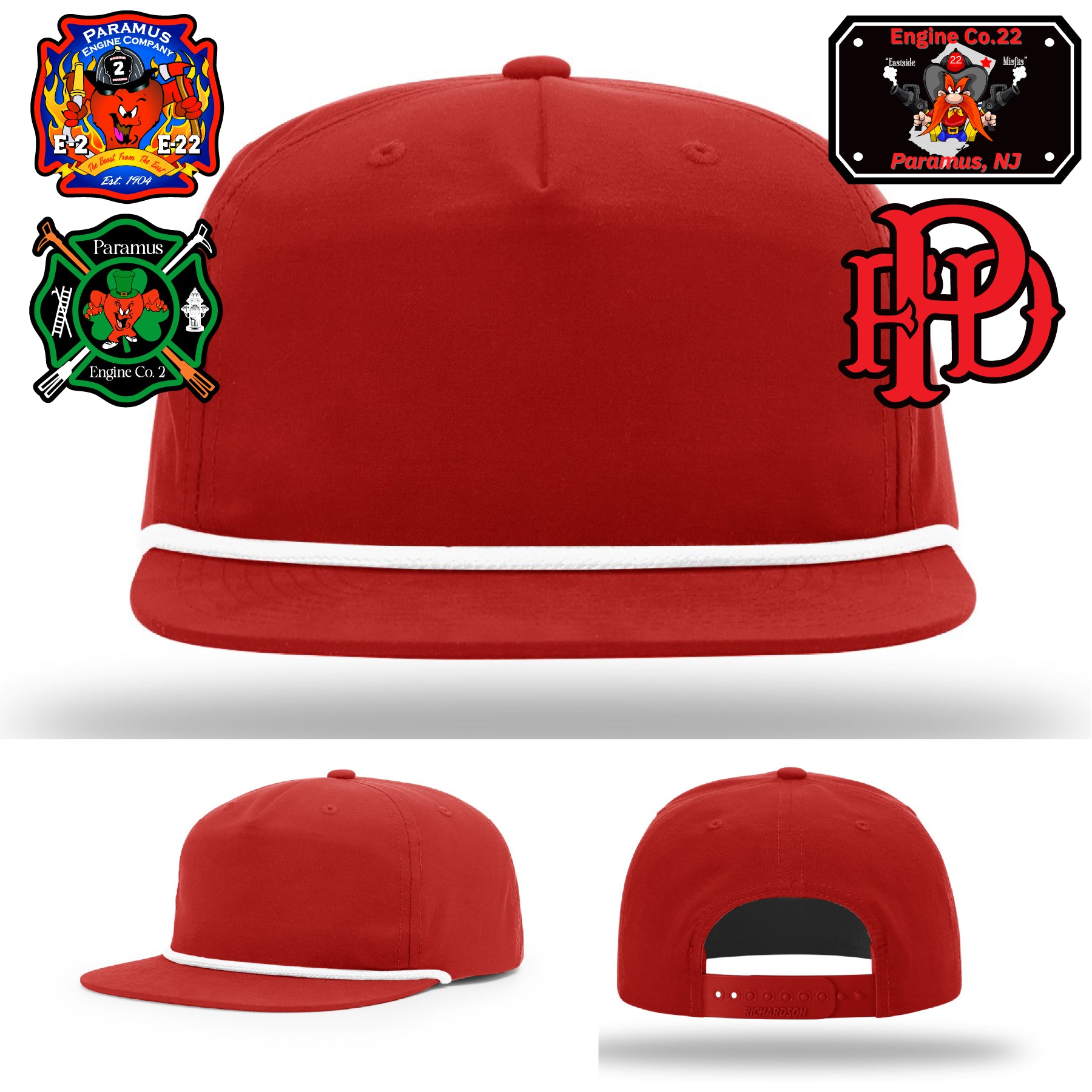Custom PFD Scramble leather patch firefighter hat Paramus