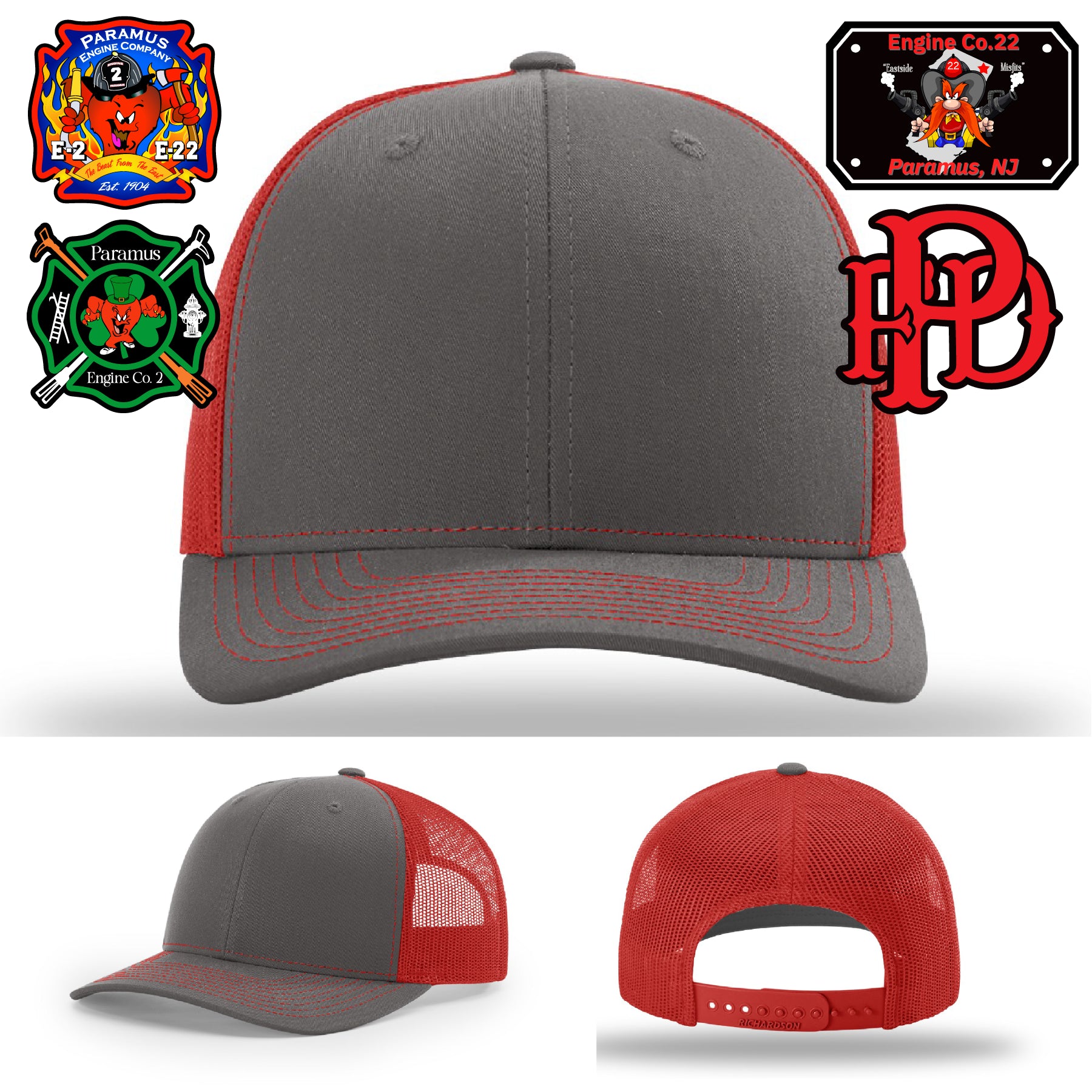 Engine Co. 2 Paramus Firefighter custom leather patch hat