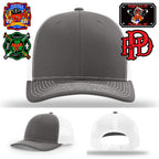 Leather patch firefighter hat with Paramus FD Scramble