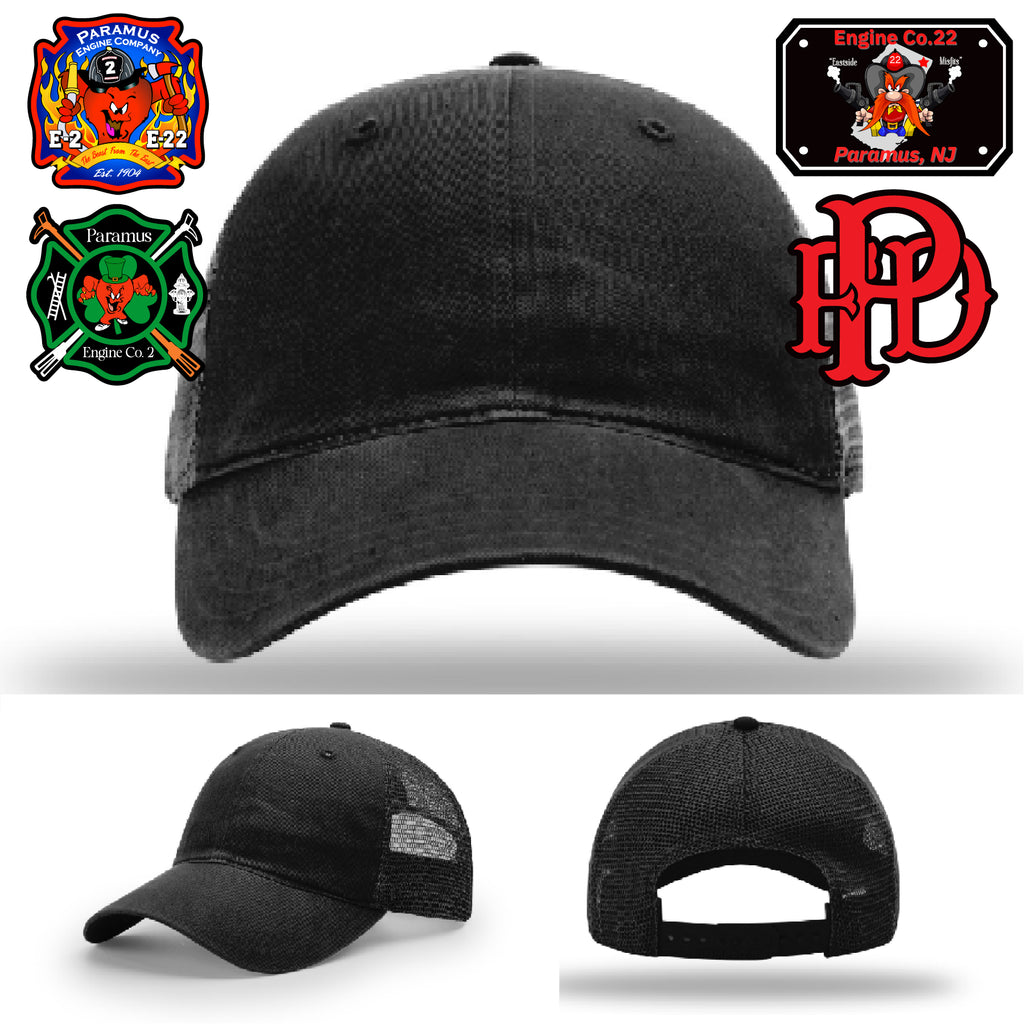 Leather patch firefighter hat made for Paramus FD pride