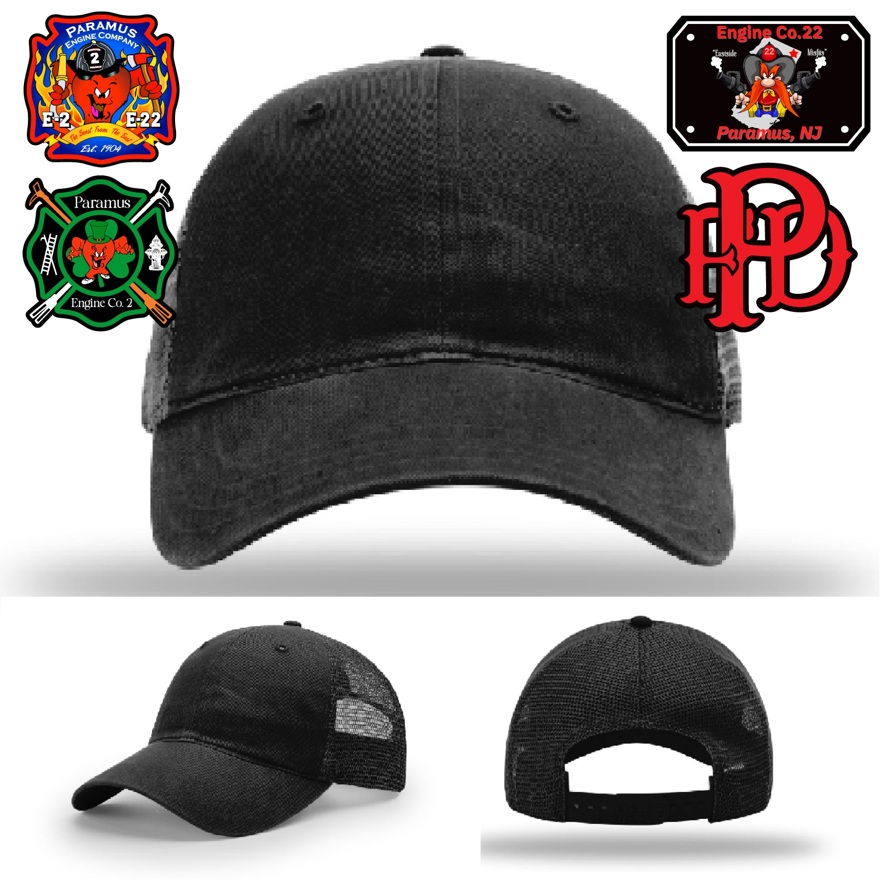 Leather patch firefighter hat made for Paramus FD pride