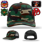 Firefighter hat with Paramus FD leather patch design