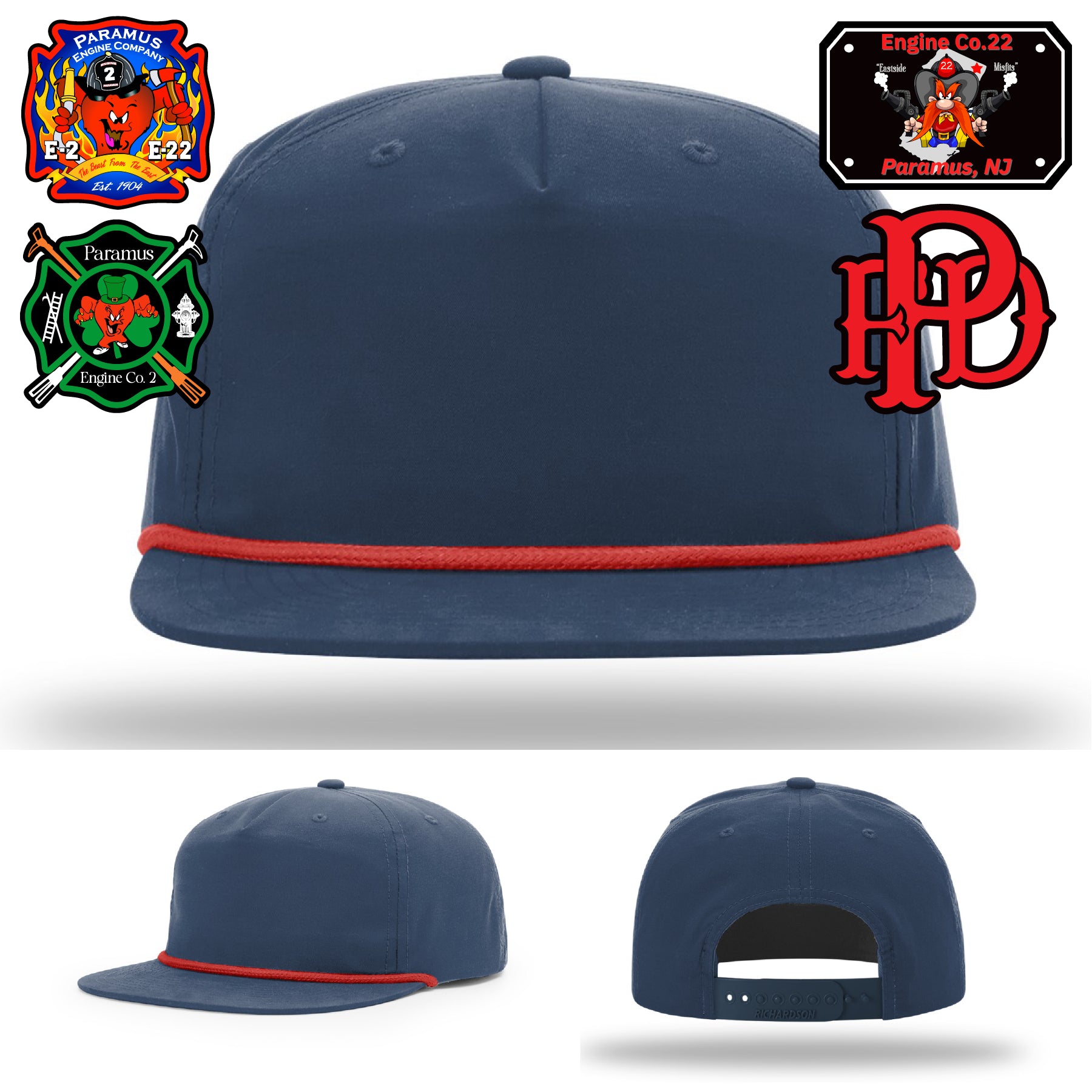 Durable firefighter hat with Paramus Fire Department logo patch