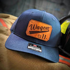 Fire department hat with passport leather patch design