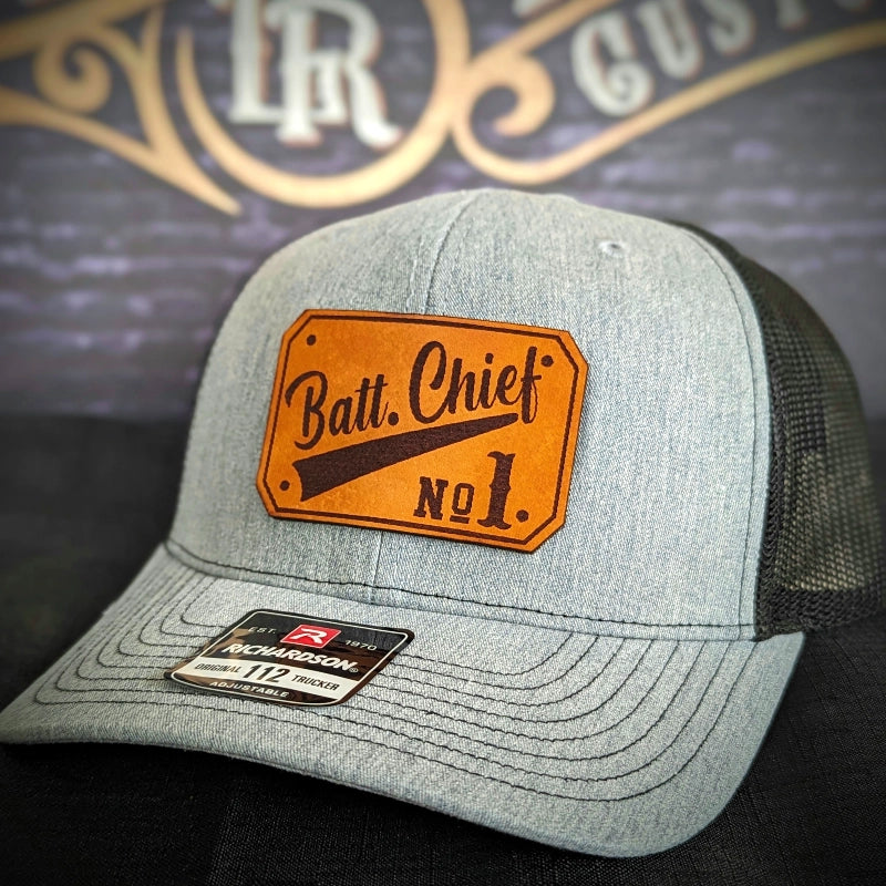 Custom firefighter hat showcasing passport leather patch
