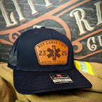 Firefighter hat customized with passport leather patch