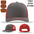 Firefighter hat with three custom passport patch examples