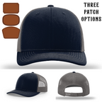 Firehouse station hat with three passport patch examples