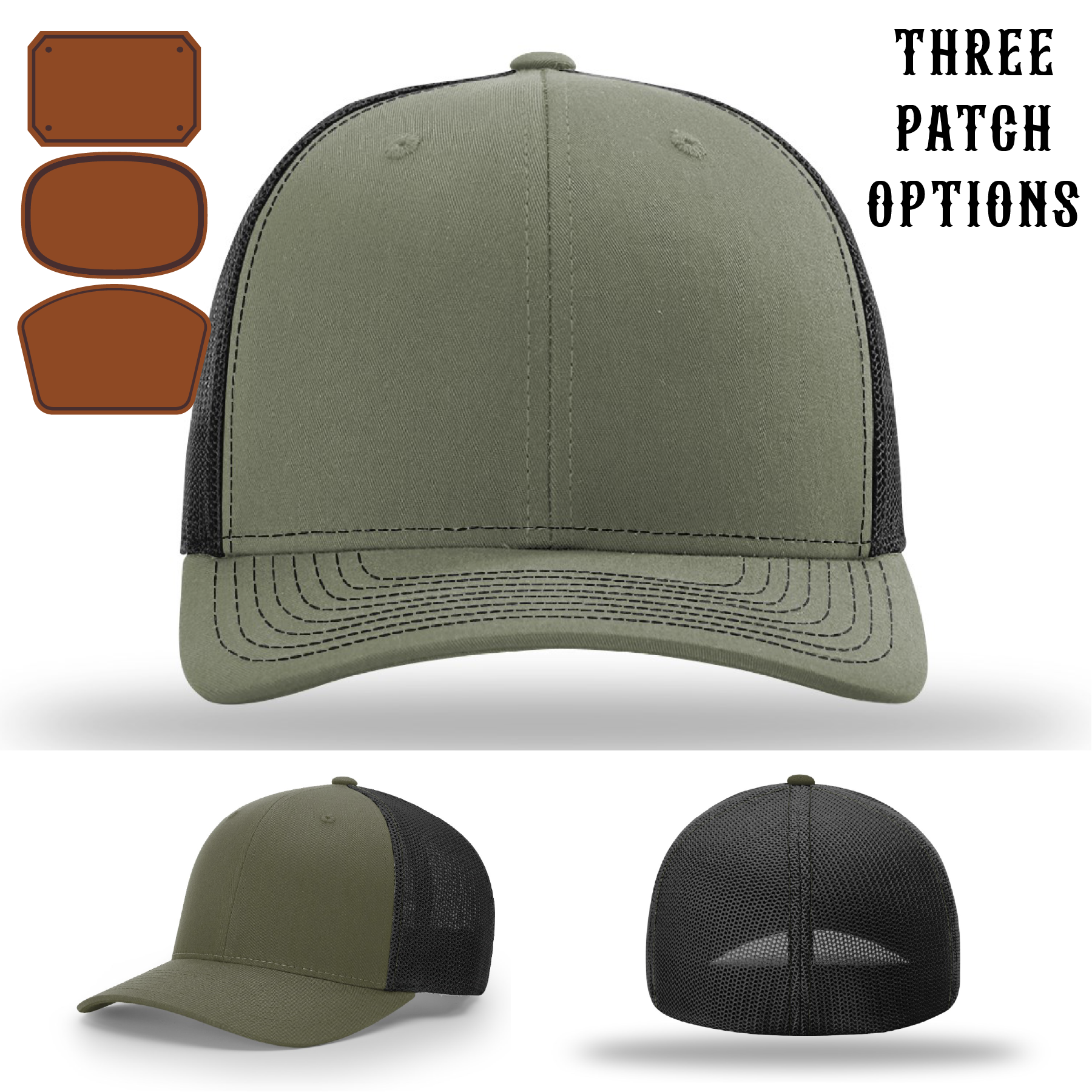 Custom station hat showing three passport patch options