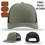 Firefighter hat featuring three passport patch designs