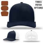 Firefighter station hat with three passport patch examples