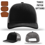 Custom firefighter hat featuring three passport patch examples