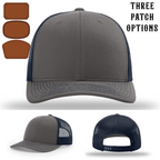 Station hat displayed with three passport patch designs