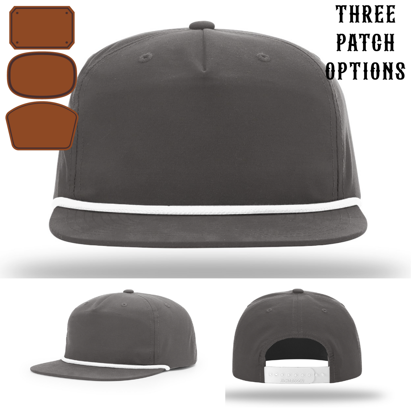 Station hat with three customizable passport leather patch variations