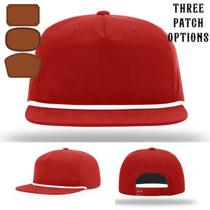 Firehouse gear hat front facing with three passport patch shape options