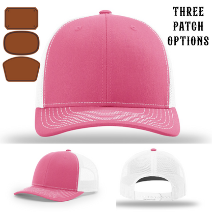 Firefighter gear hat showing three front facing passport patch shapes