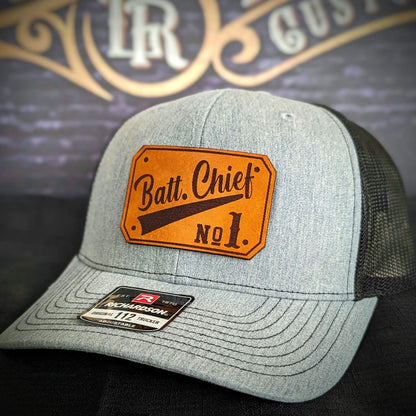 Firehouse gear hat featuring passport patch with firefighter rank or role