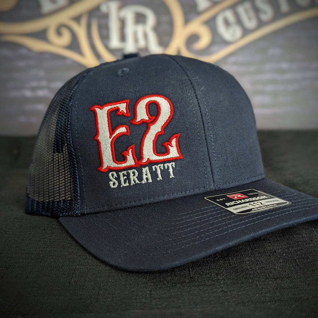 Custom embroidered firefighter hat with bold stitching, structured fit, and premium Richardson snapback design