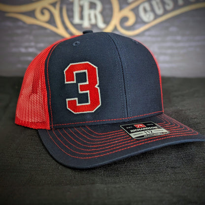 Custom embroidered firefighter hat with bold stitching, structured fit, and premium Richardson snapback design