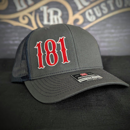 Custom embroidered firefighter hat with bold stitching, structured fit, and premium Richardson snapback design