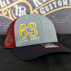 Custom embroidered firefighter hat with bold stitching, structured fit, and premium Richardson snapback design