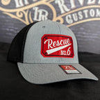 Custom embroidered firefighter hat with bold stitching, structured fit, and premium Richardson snapback design