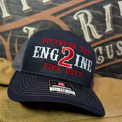 Custom embroidered firefighter hat with bold stitching, structured fit, and premium Richardson snapback design