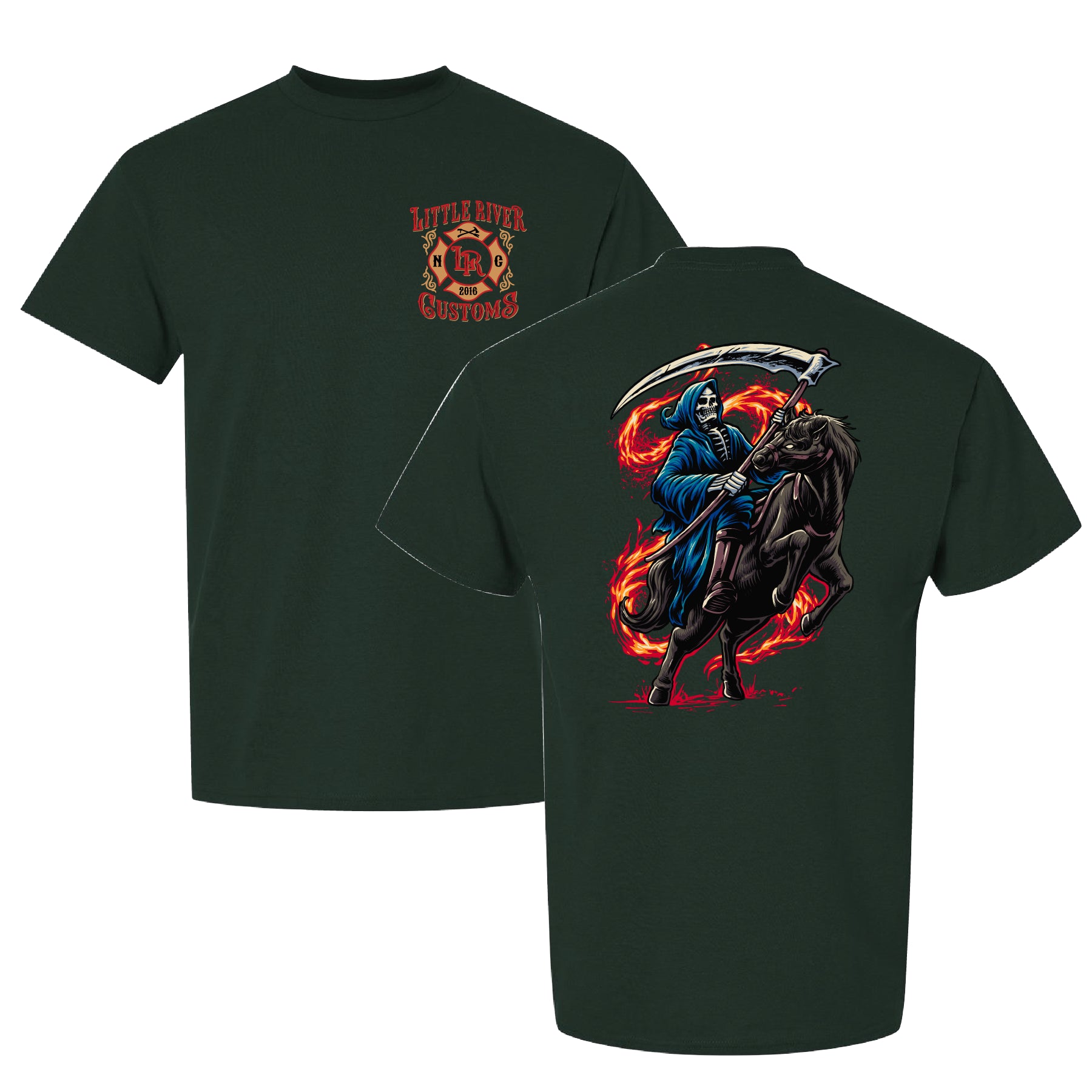 Reapers Run Tee built for station life featuring durable grim reaper back print breathable fabric and dependable comfort