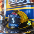 Renegade firefighter helmet shield made from real leather
