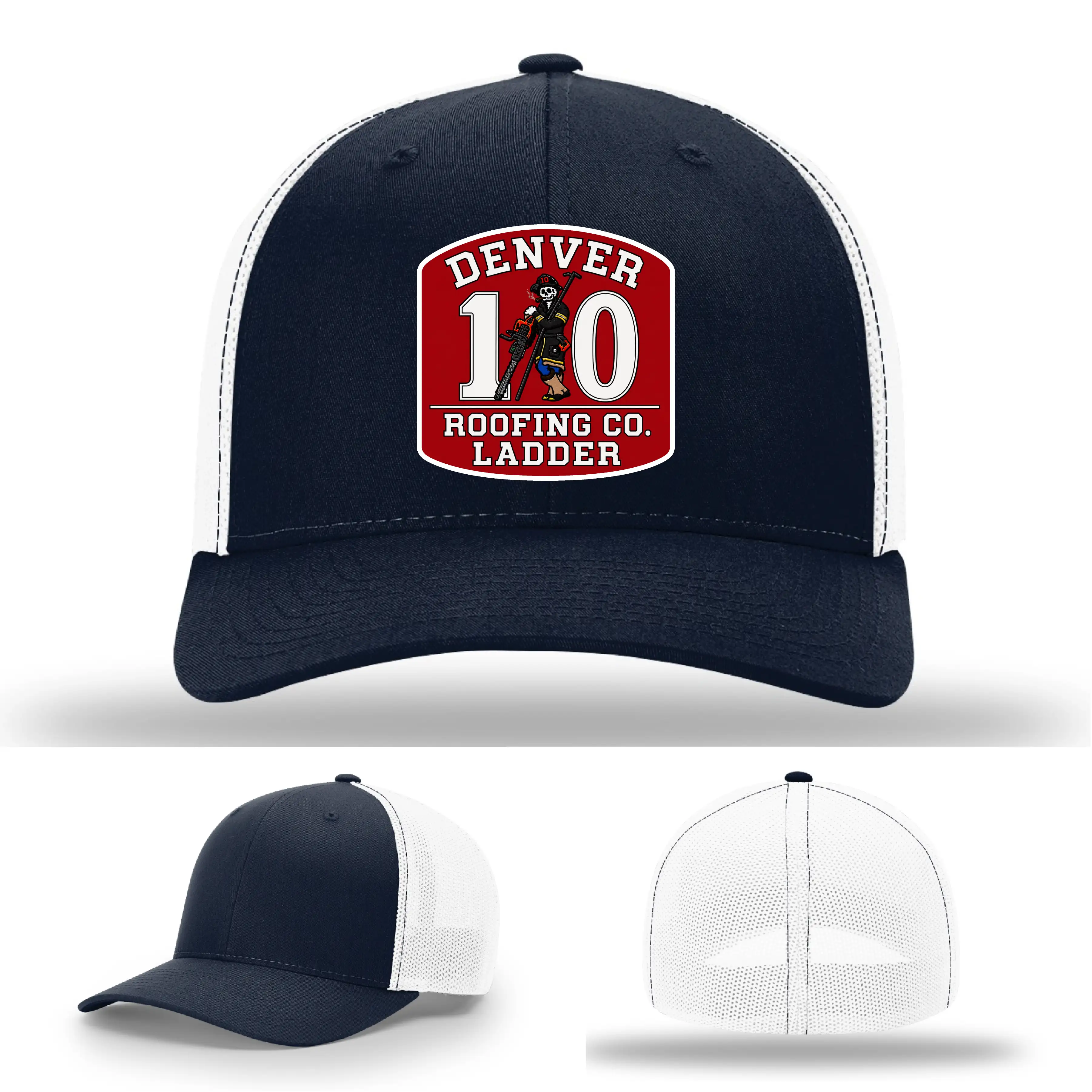 Roofing Company Ladder 10 leather patch firefighter hat