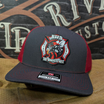 RTFD Hornet’s Nest firefighter hat with custom leather patch