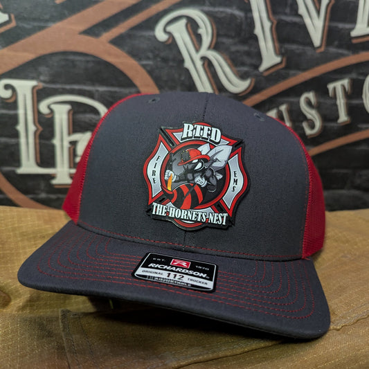 RTFD Hornet’s Nest firefighter hat with custom leather patch