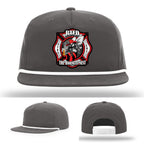 Custom leather firefighter hat with RTFD Hornet’s Nest emblem