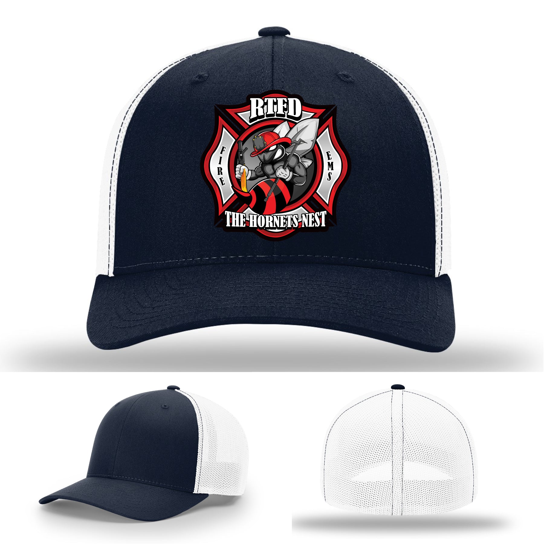 Richardson firefighter hat featuring RTFD Hornet’s Nest patch