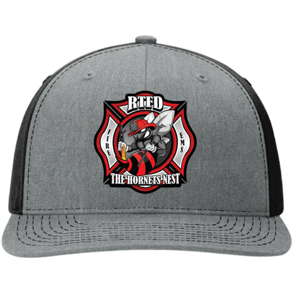 RTFD Hornet’s Nest leather patch firefighter hat front view