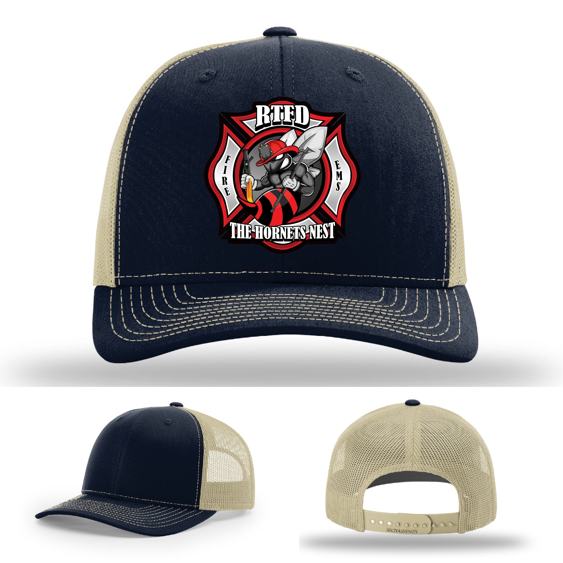 RTFD Hornet’s Nest firefighter hat with detailed leather patch