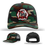 Firefighter hat with leather patch showcasing RTFD Hornet’s Nest