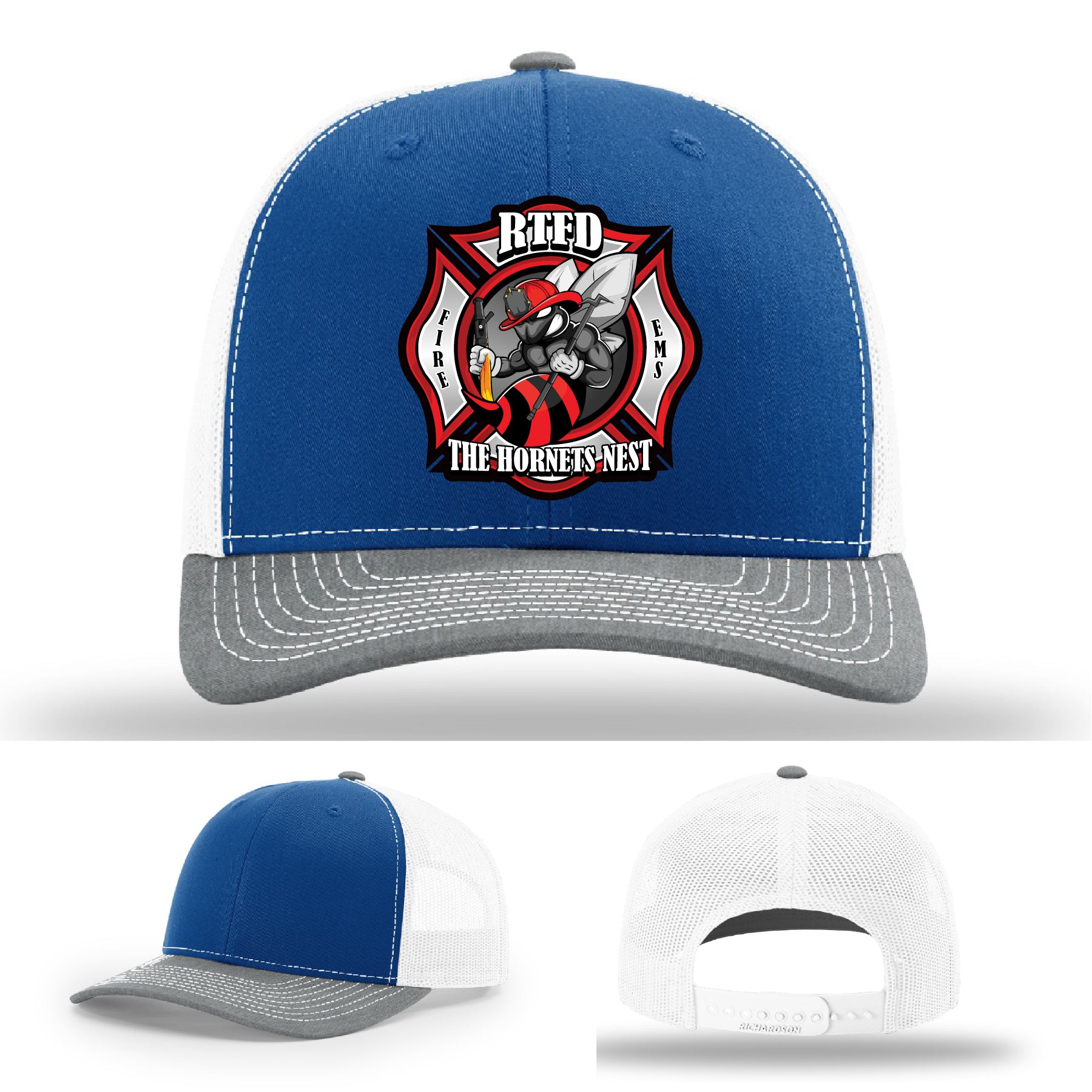 Custom firefighter hat RTFD Hornet’s Nest with leather emblem