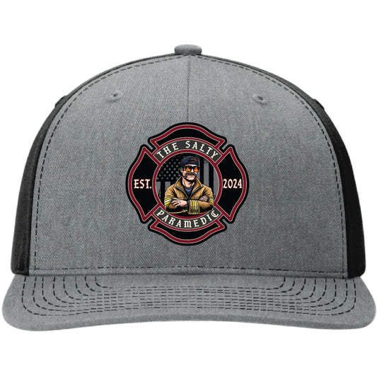 Official Salty Paramedic leather patch hat with full color design