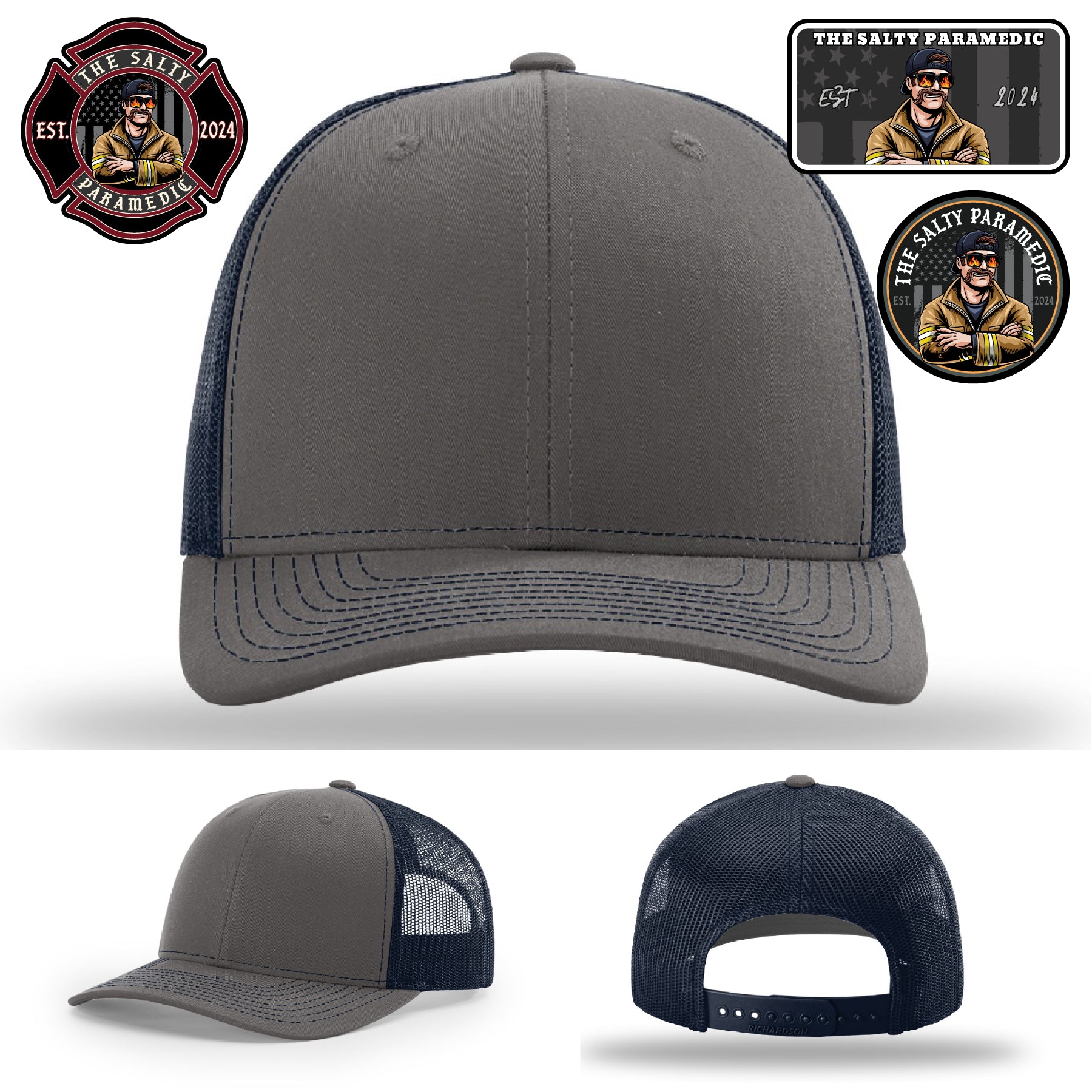 Leather patch firefighter hat collaboration with Salty Paramedic