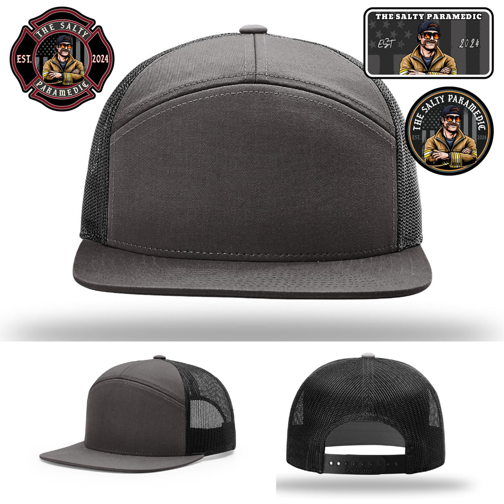 Salty Paramedic full grain leather patch firefighter hat