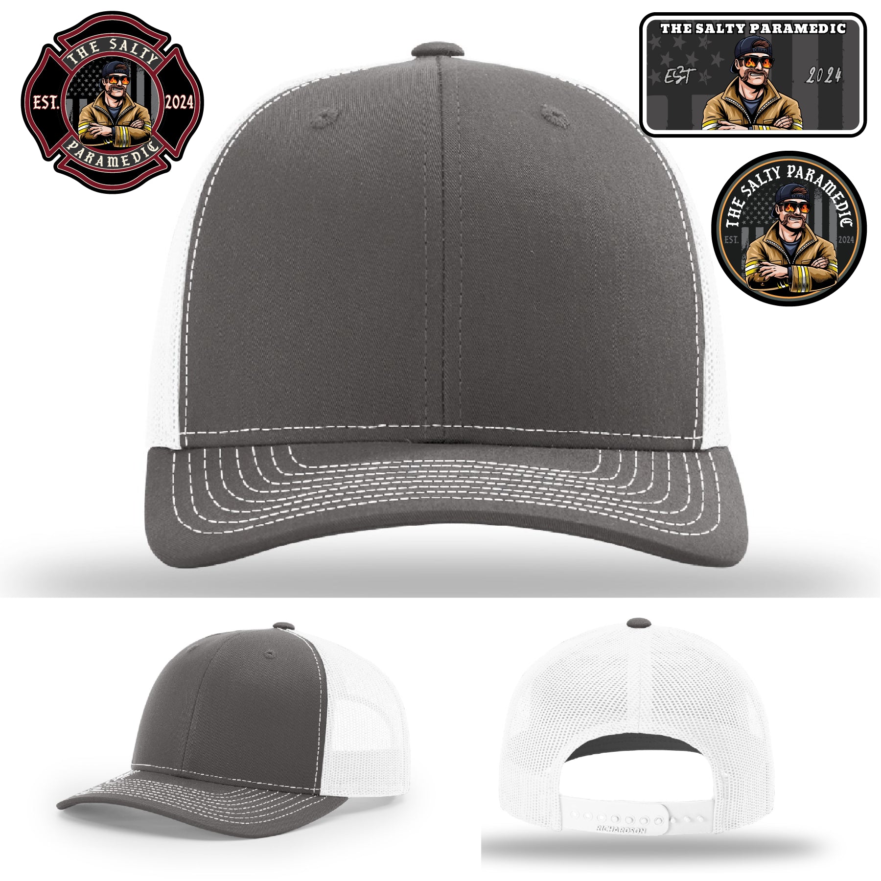 EMS pride hat with Salty Paramedic leather design