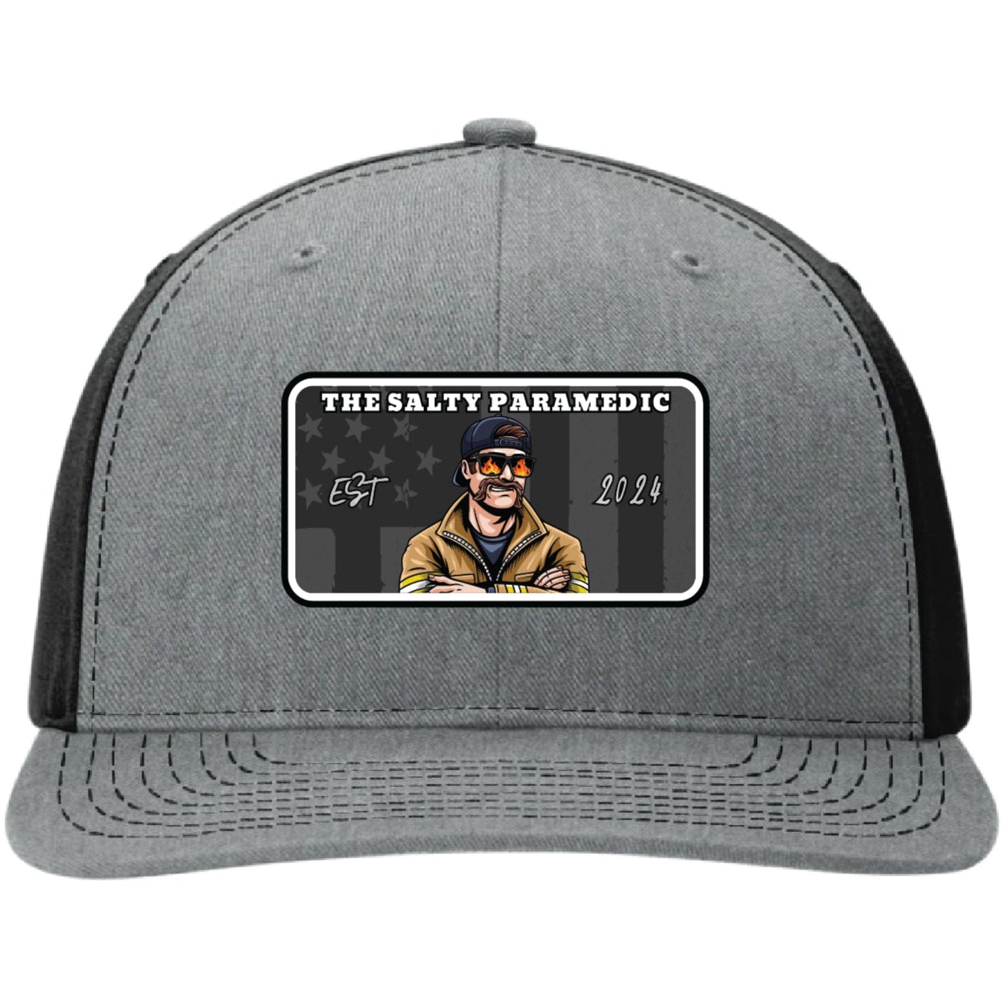 Salty Paramedic firefighter and EMS leather patch hat