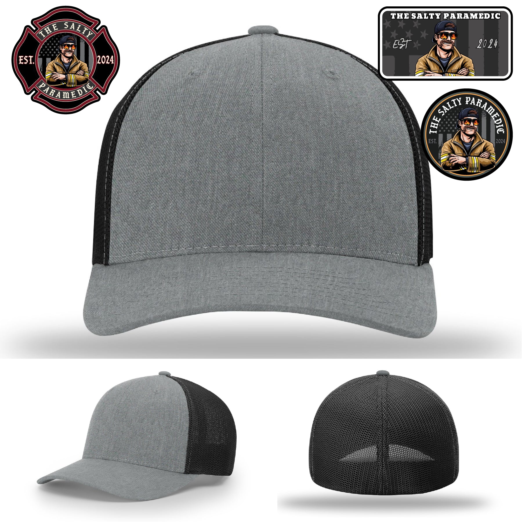 Leather patch hat celebrating Salty Paramedic collaboration