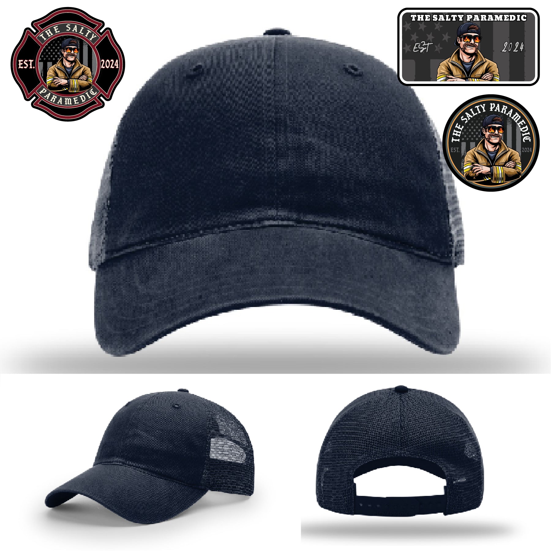 Leather patch Salty Paramedic hat built for first responders