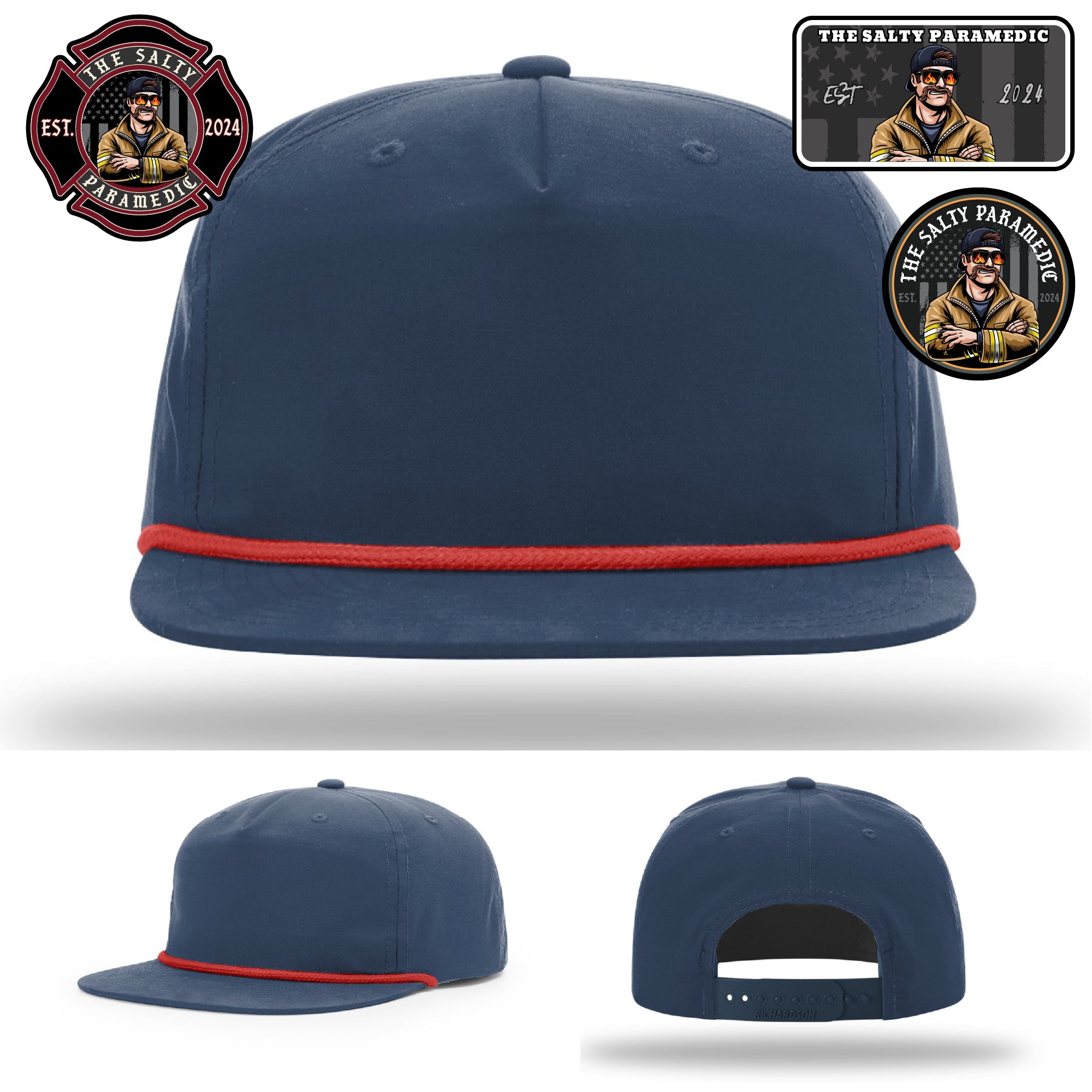 Firefighter pride hat featuring Salty Paramedic artwork