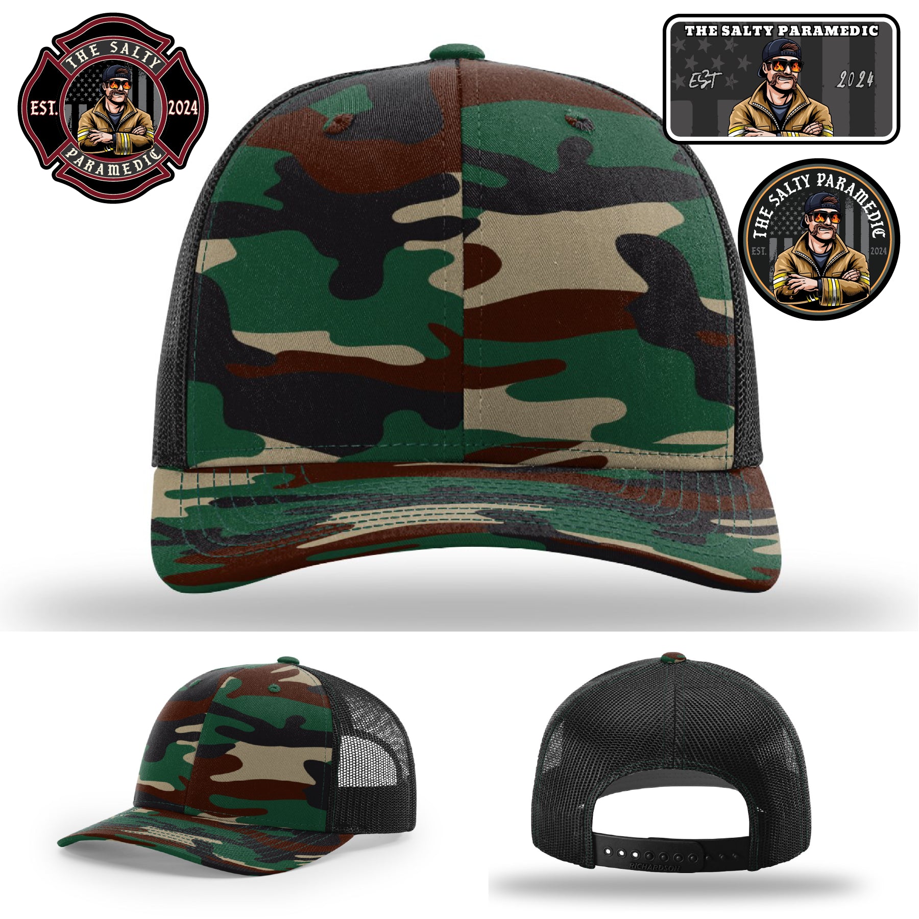 Salty Paramedic EMS firefighter gear leather patch hat
